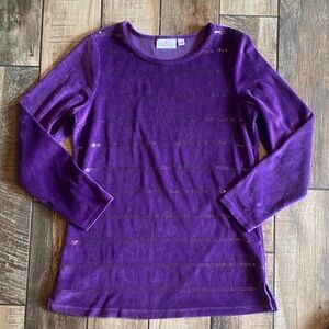 Quacker Factory Rich Purple Velvet Top